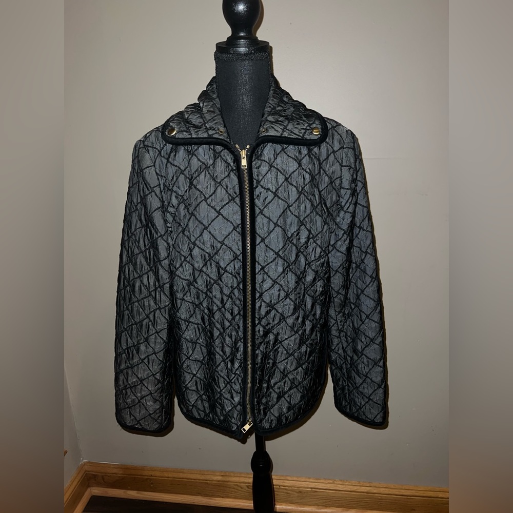 Women’s Black Quilted Jacket, Size 8, August Max
